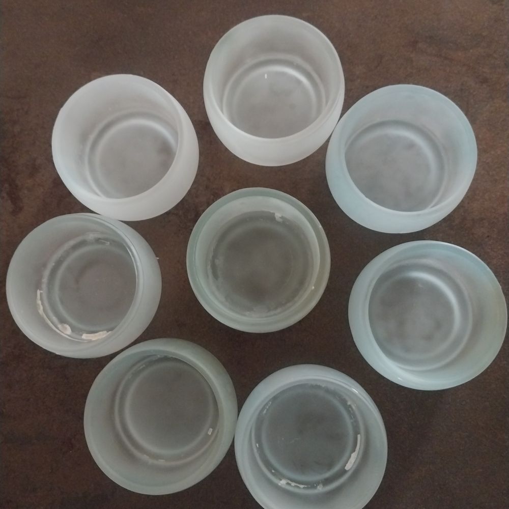 Set of 8 Frosted Glass Tealight Holders